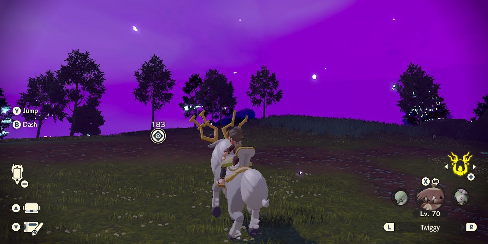 player riding wyrdeer through space time distortion