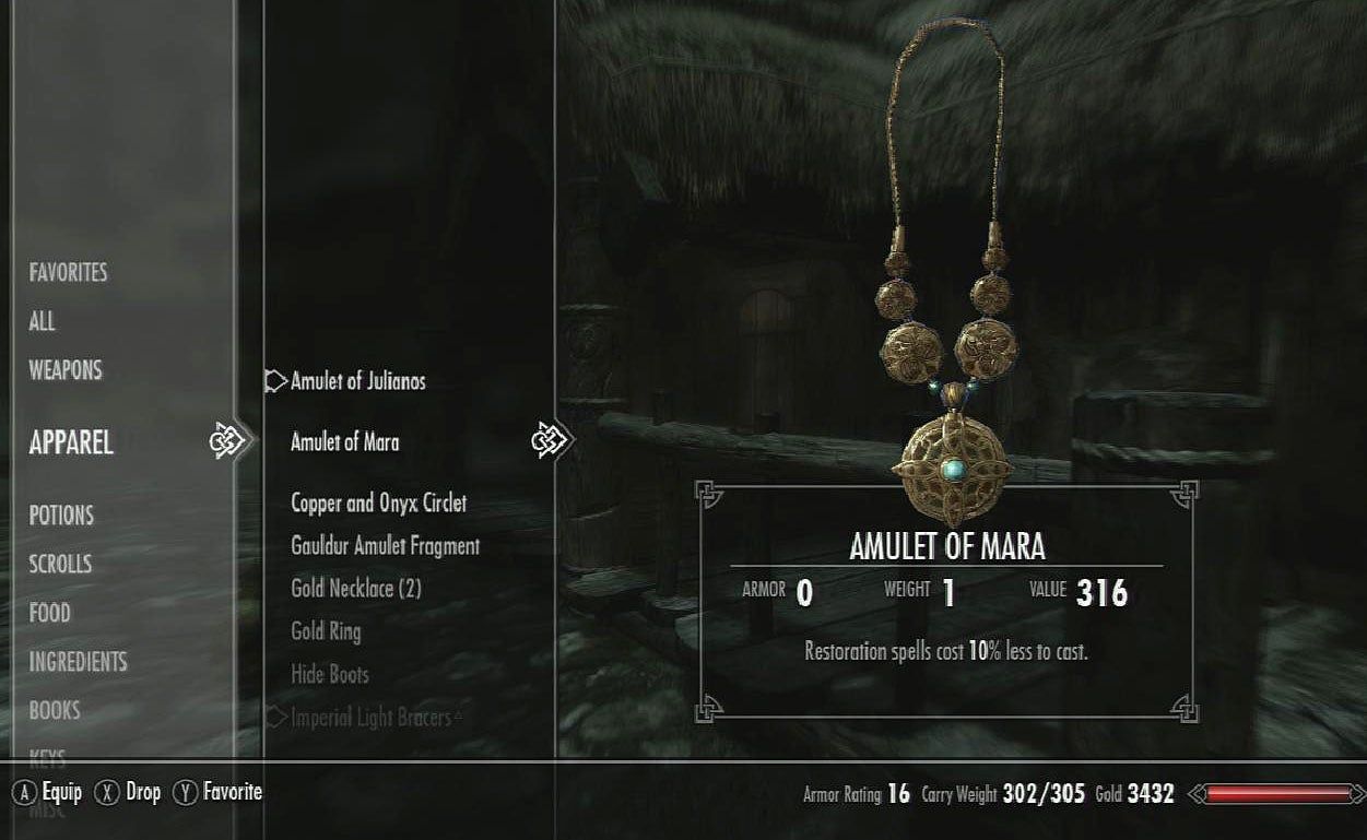 skyrim amulet mara