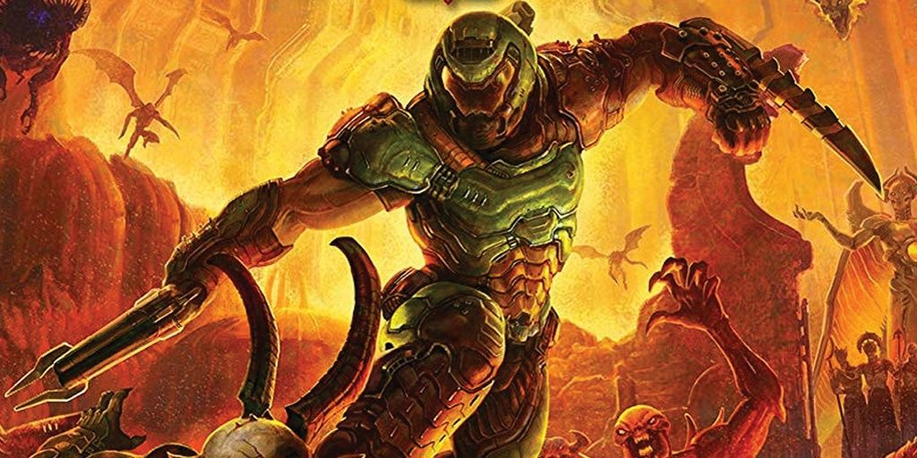 The Doom Slayer battling demons in Doom Eternal