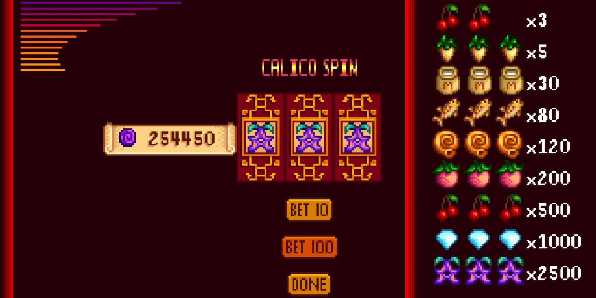 player landing on three stardrops in slot machine