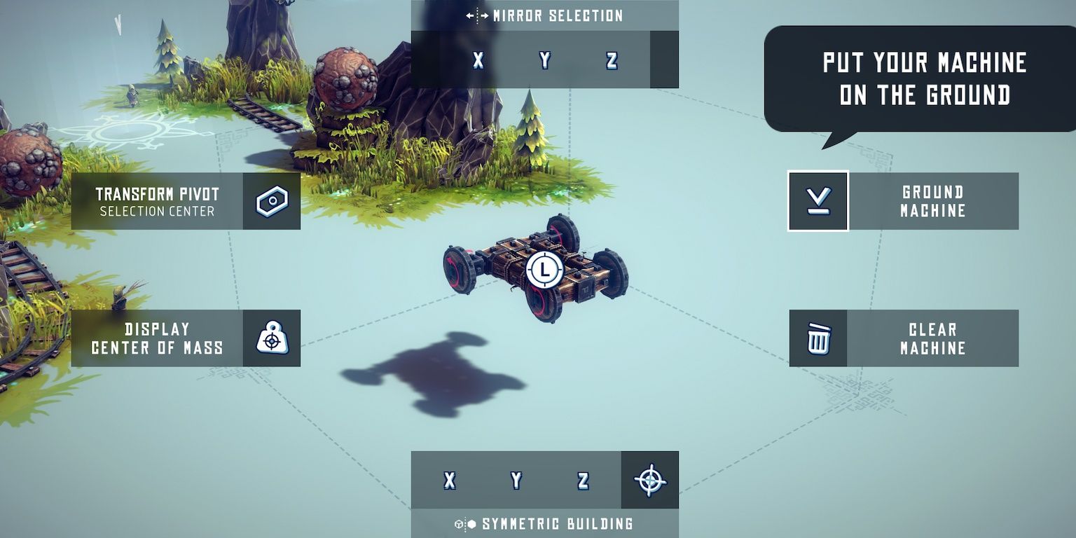 tinkering with a siege machine in besiege console