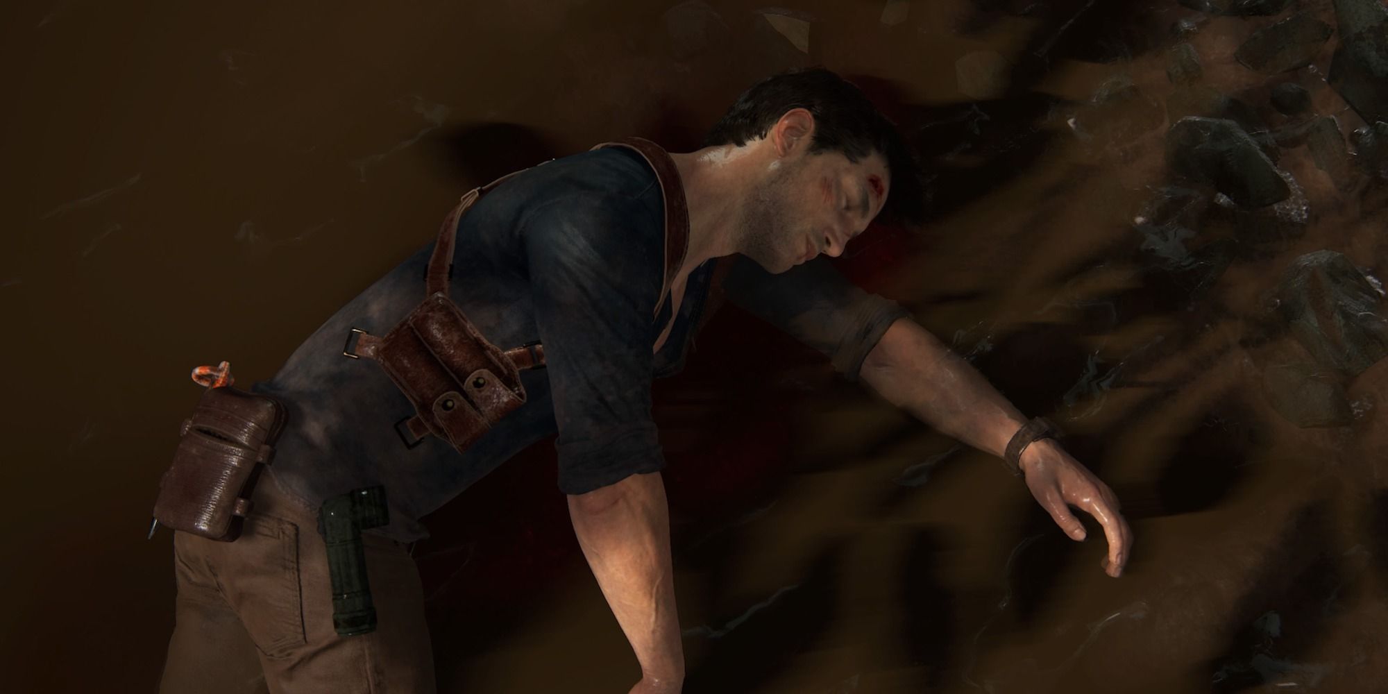 uncharted 4 nathan drake passed out and almost dead