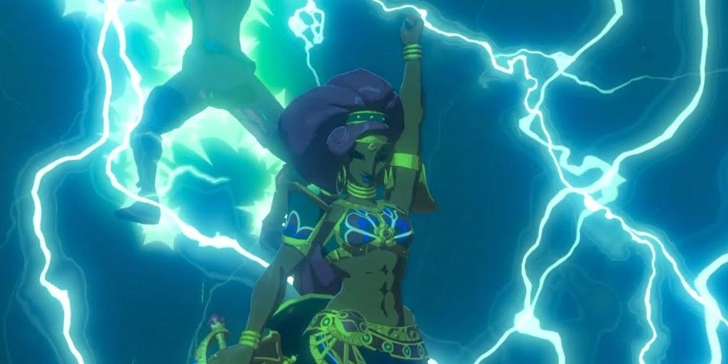 Urbosa summoning lightning in The Legend of Zelda: Breath of the Wild
