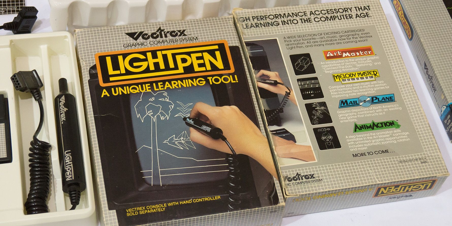 A photo showing the Light Pen for the Vectrex Gaming Console