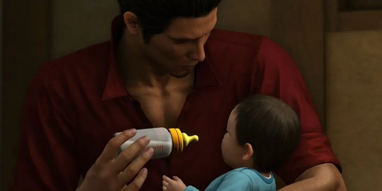 Grandpa Kiryu Kazuma Feeding Baby Yakuza 6