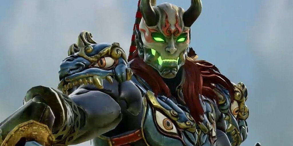 Yoshimitsu with sword drawn in Soul Calibur 6