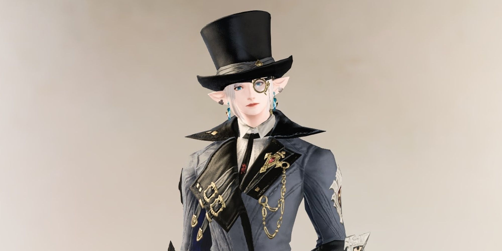Final Fantasy 14 Elezen Wearing Top Hat And Monocle