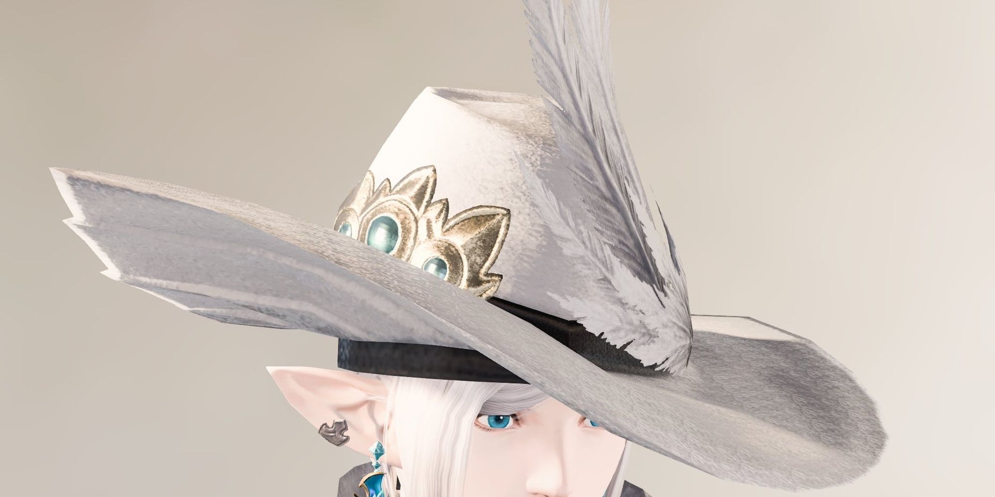 Final Fantasy 14 Stylish White Hat With Feather