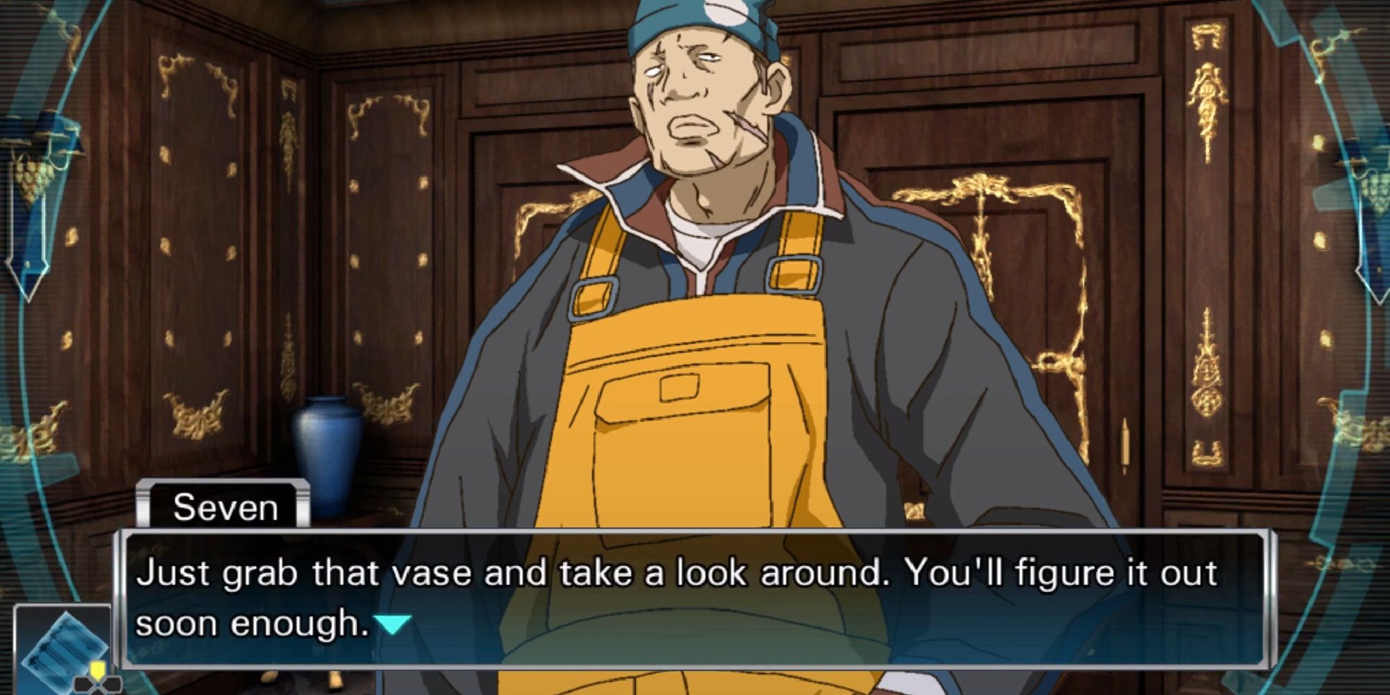 seven telling junpei to grab the vase