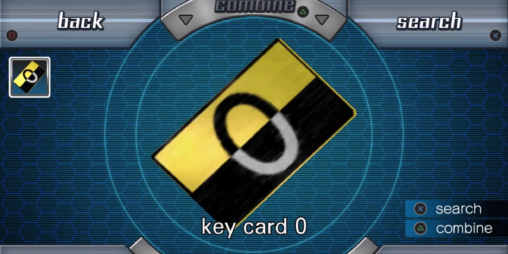 inventory displaying key card 0 to leave study
