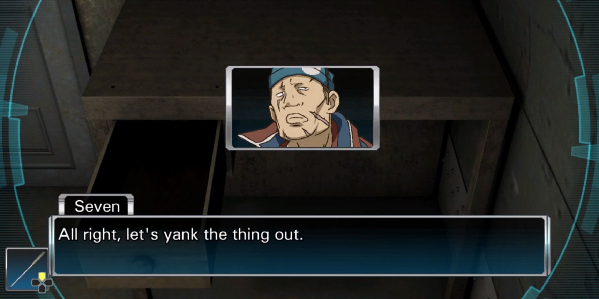 seven telling junpei to remove the drawer