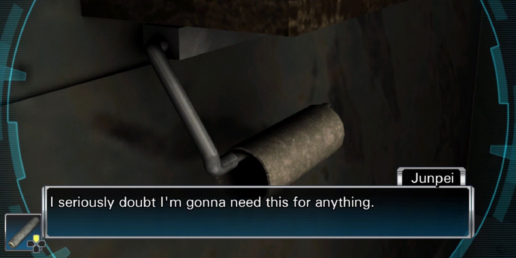 toilet paper roll with junpei saying that it is unimportant (it is important though)