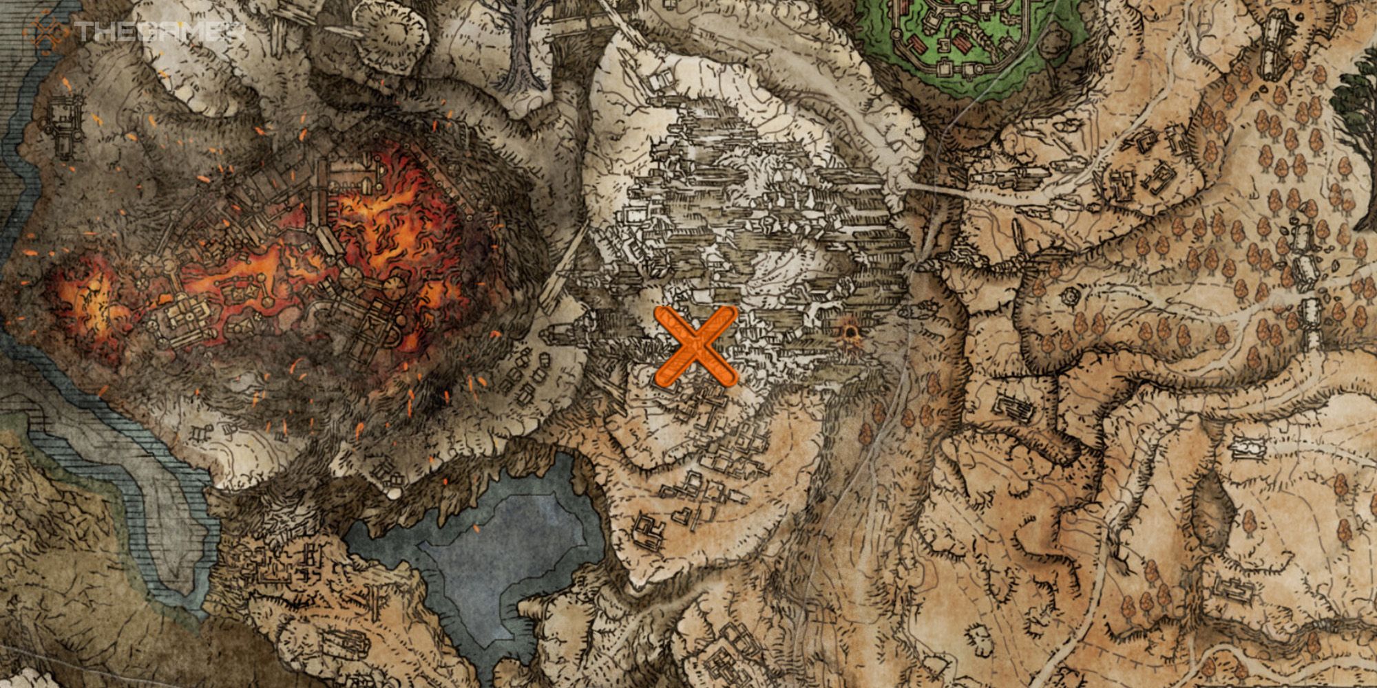 Elden Ring Map showing the location of Ancient Dragon Apostle's Cookbook [1]