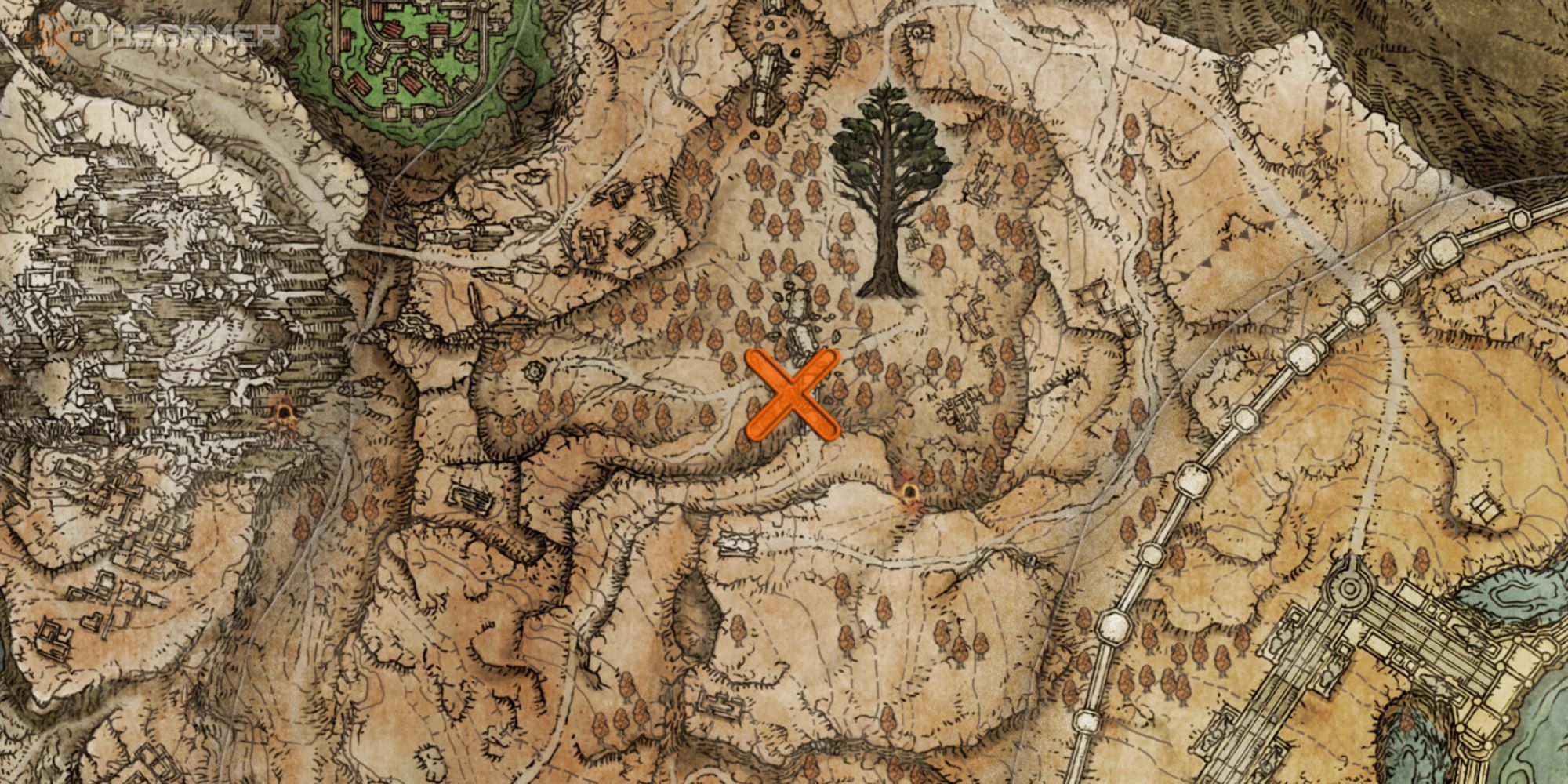 Elden Ring Map showing the location of Ancient Dragon Apostle's Cookbook [2]