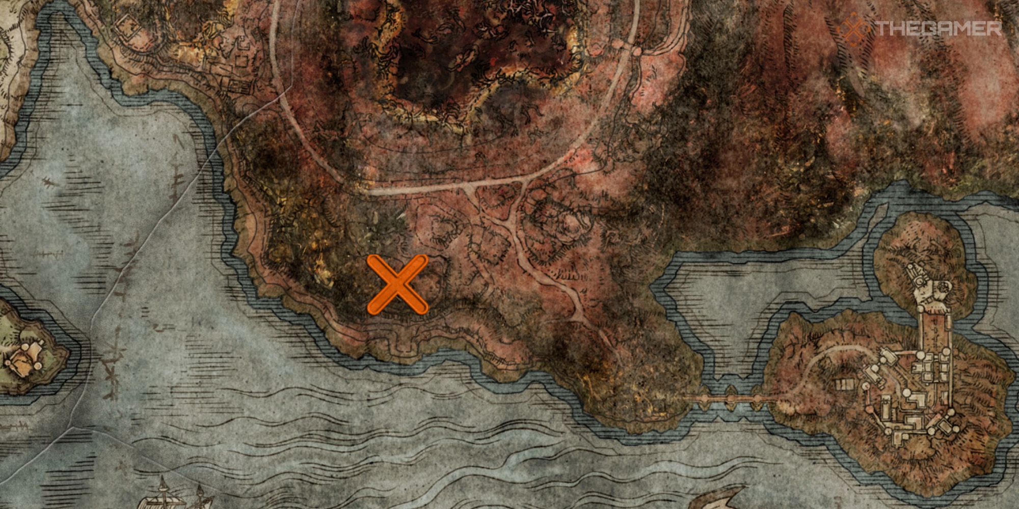 Elden Ring Map showing the location of Ancient Dragon Apostle's Cookbook [3]