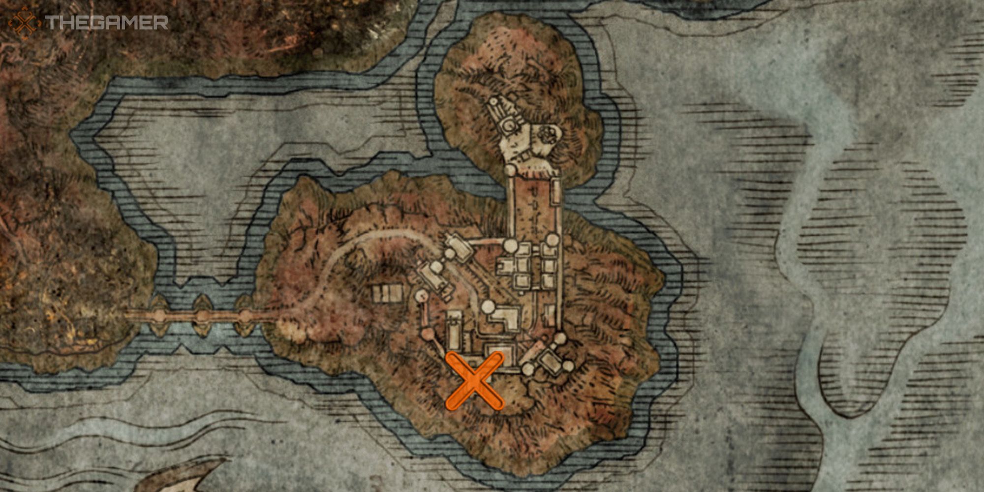 Elden Ring Map showing the location of Armorer's Cookbook [5]