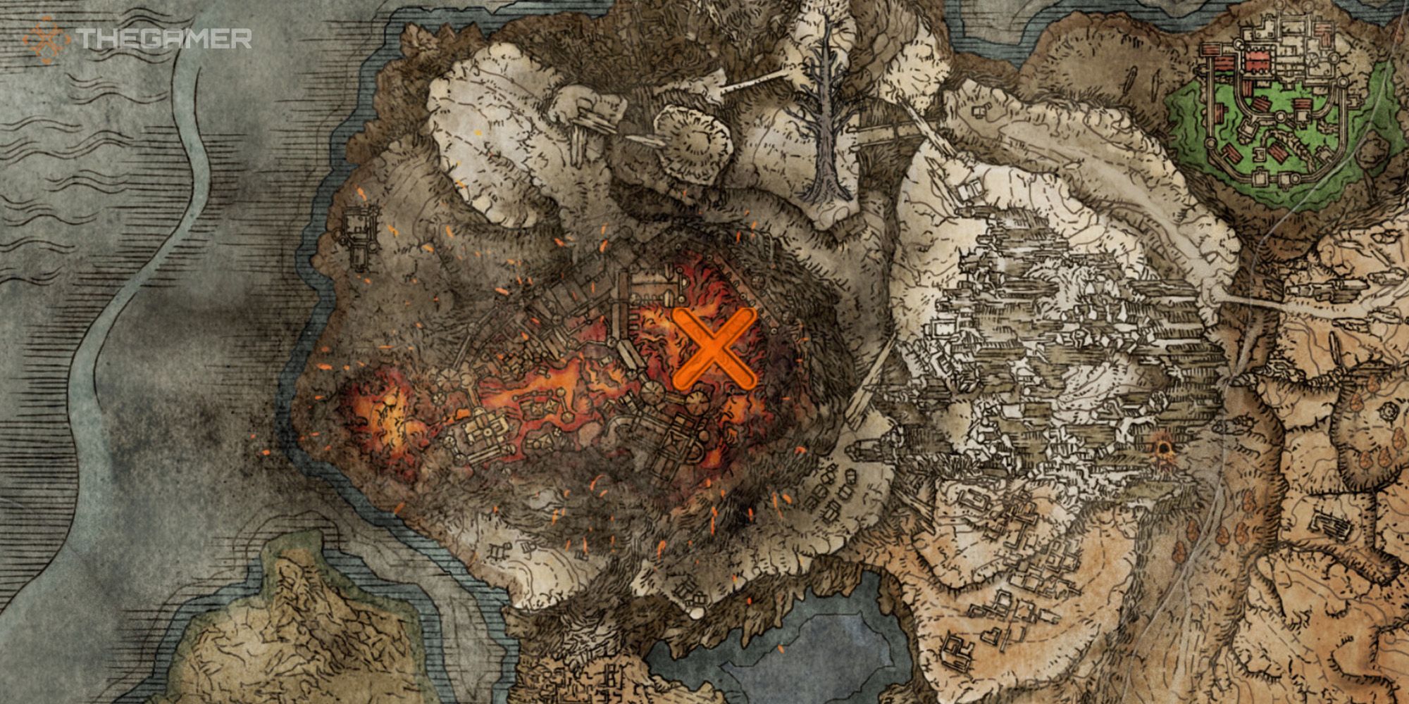 Map showing the location of the Aspects of the Crucible Breath Incantation in Elden Ring