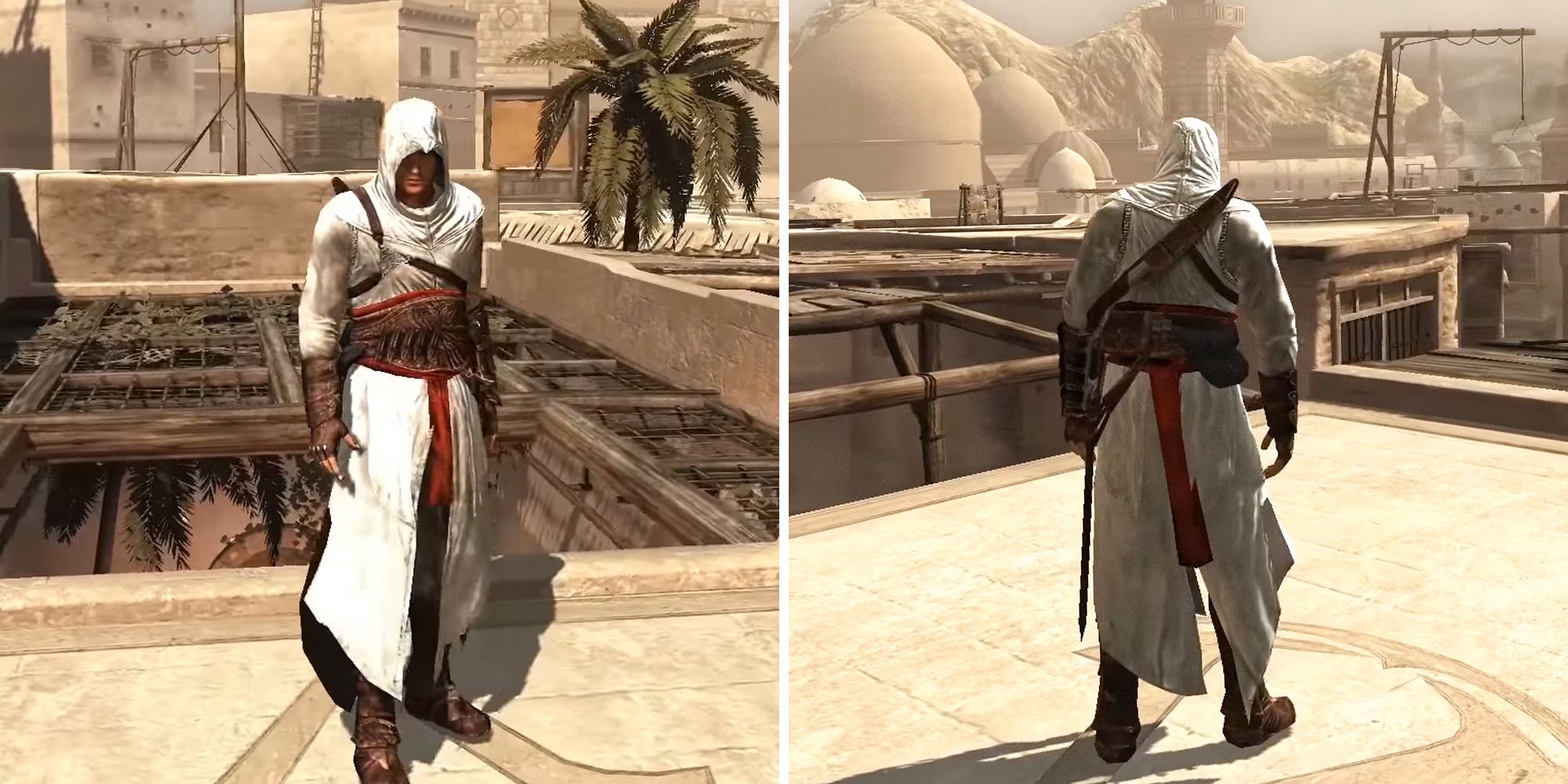 Assassin's Creed, split image. Altair Master Assassin robes.