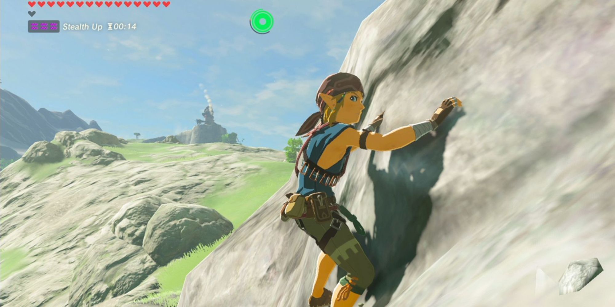 Link scales a mountain while wearing the Climbing Set