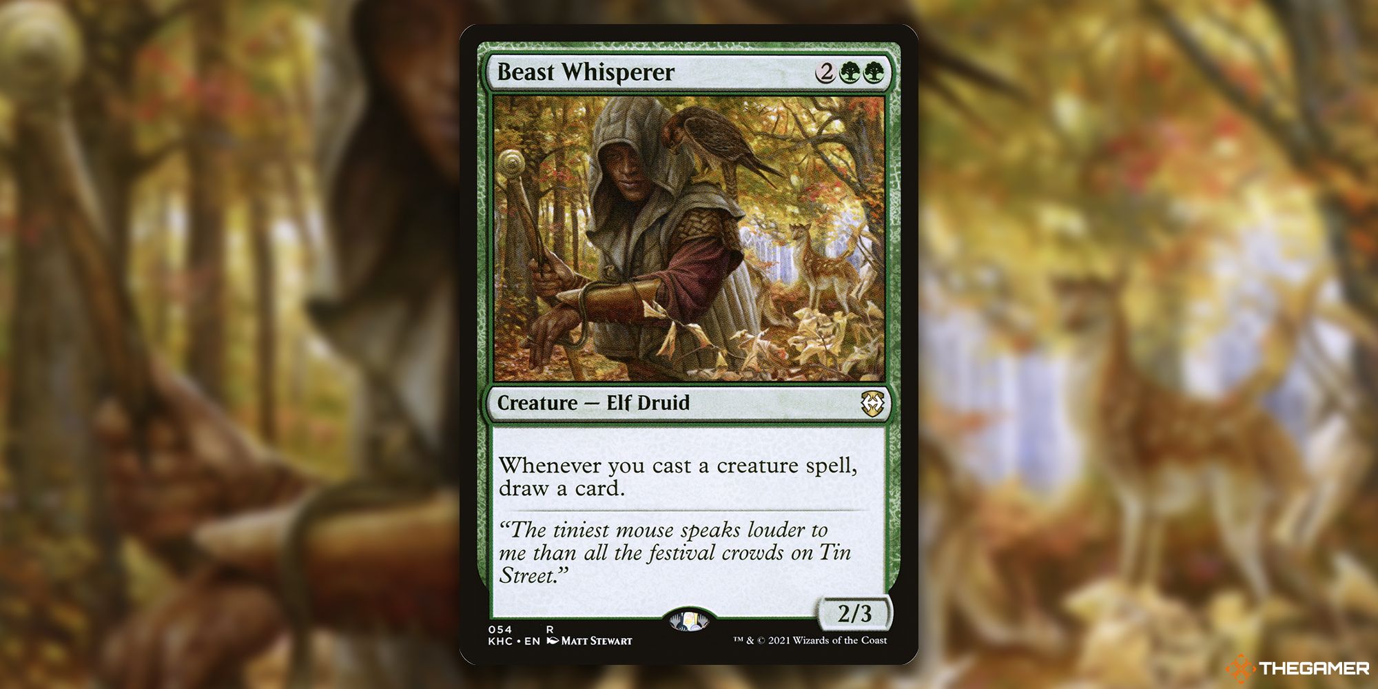 Image of the Beast Whisperer card in Magic: The Gathering, with art by Matt Stewart