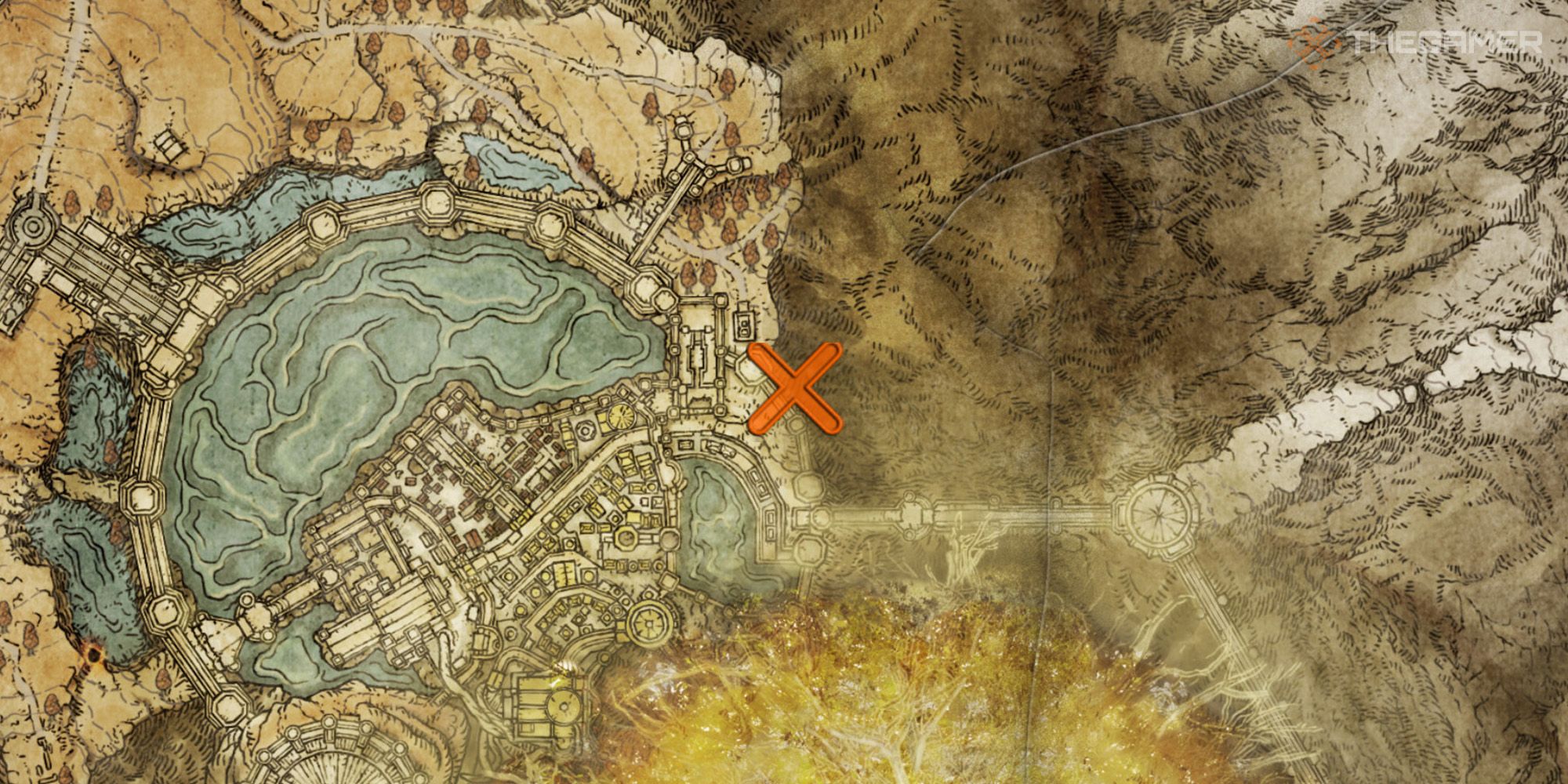 Map showing the location of the Bloodflame Talons Incantation in Elden Ring