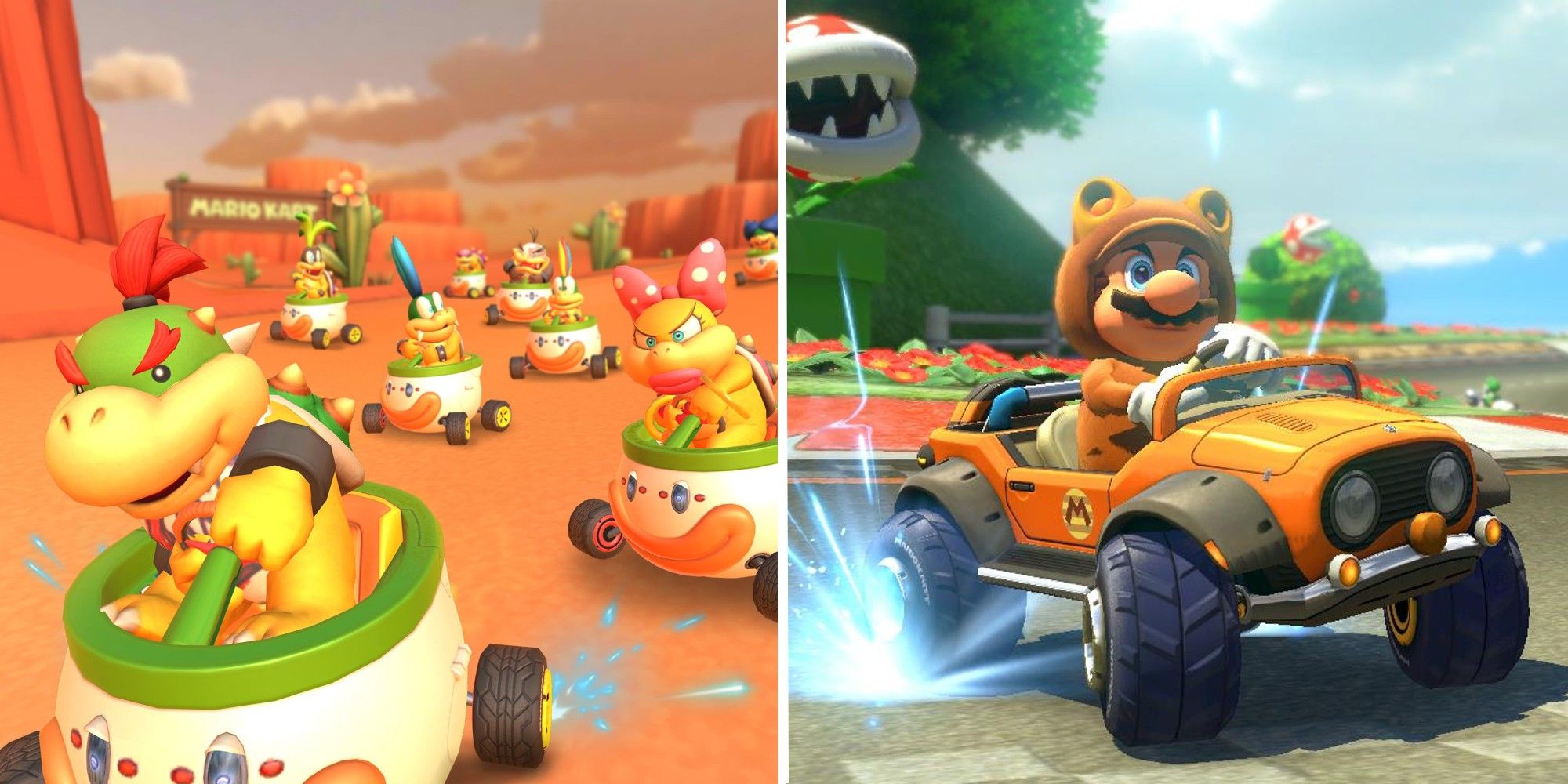 Mario Kart 8 CLOWN CAR and TANOOKI split