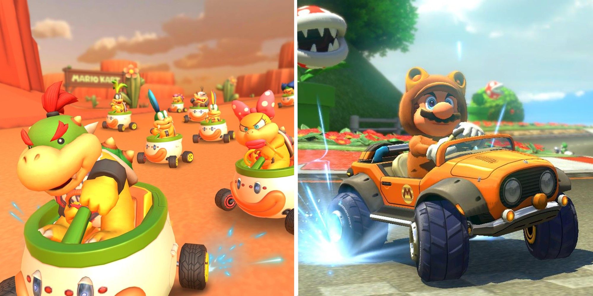 Mario Kart 8: The Clown Car and Tanooki.