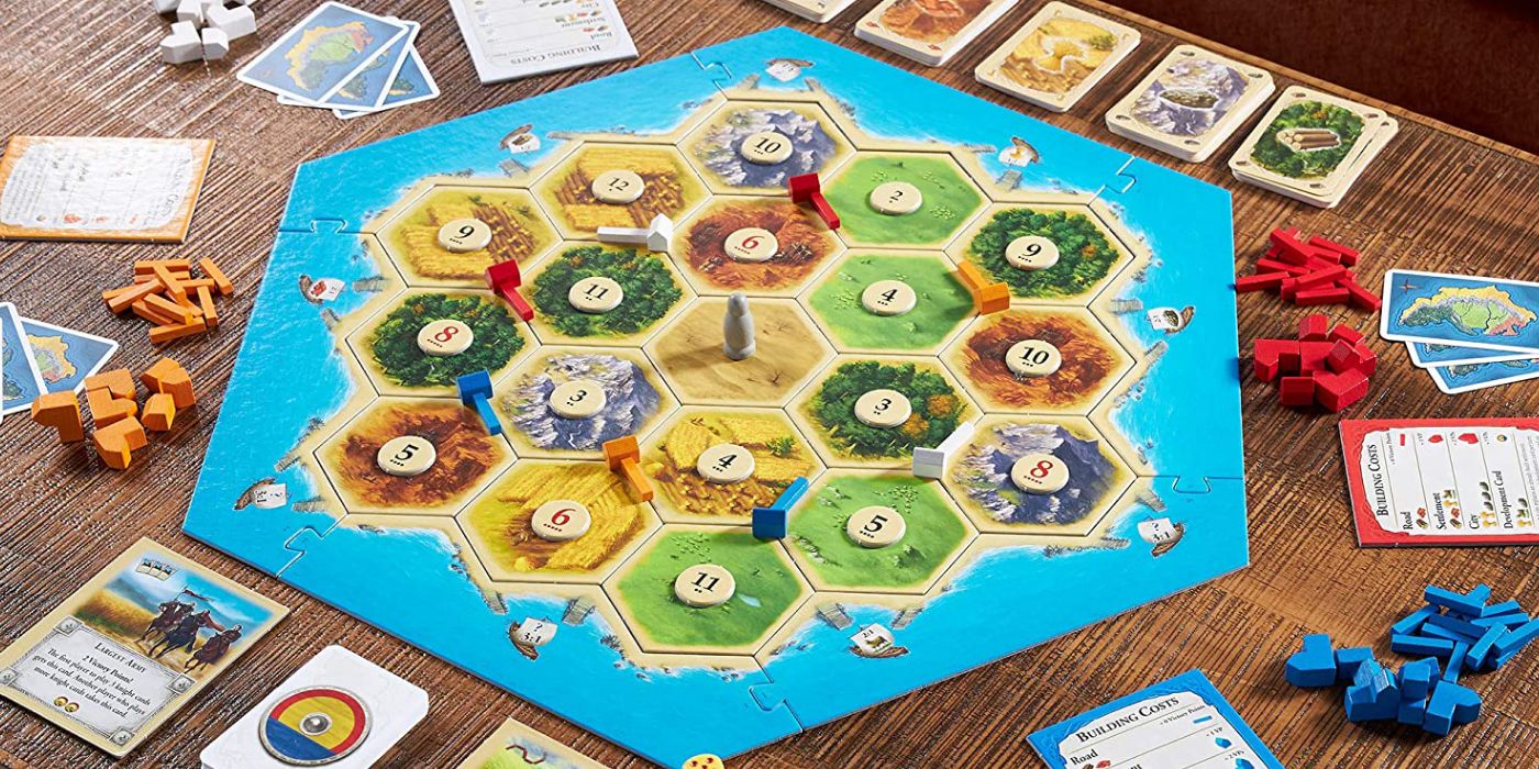 Catan board and cards on a table