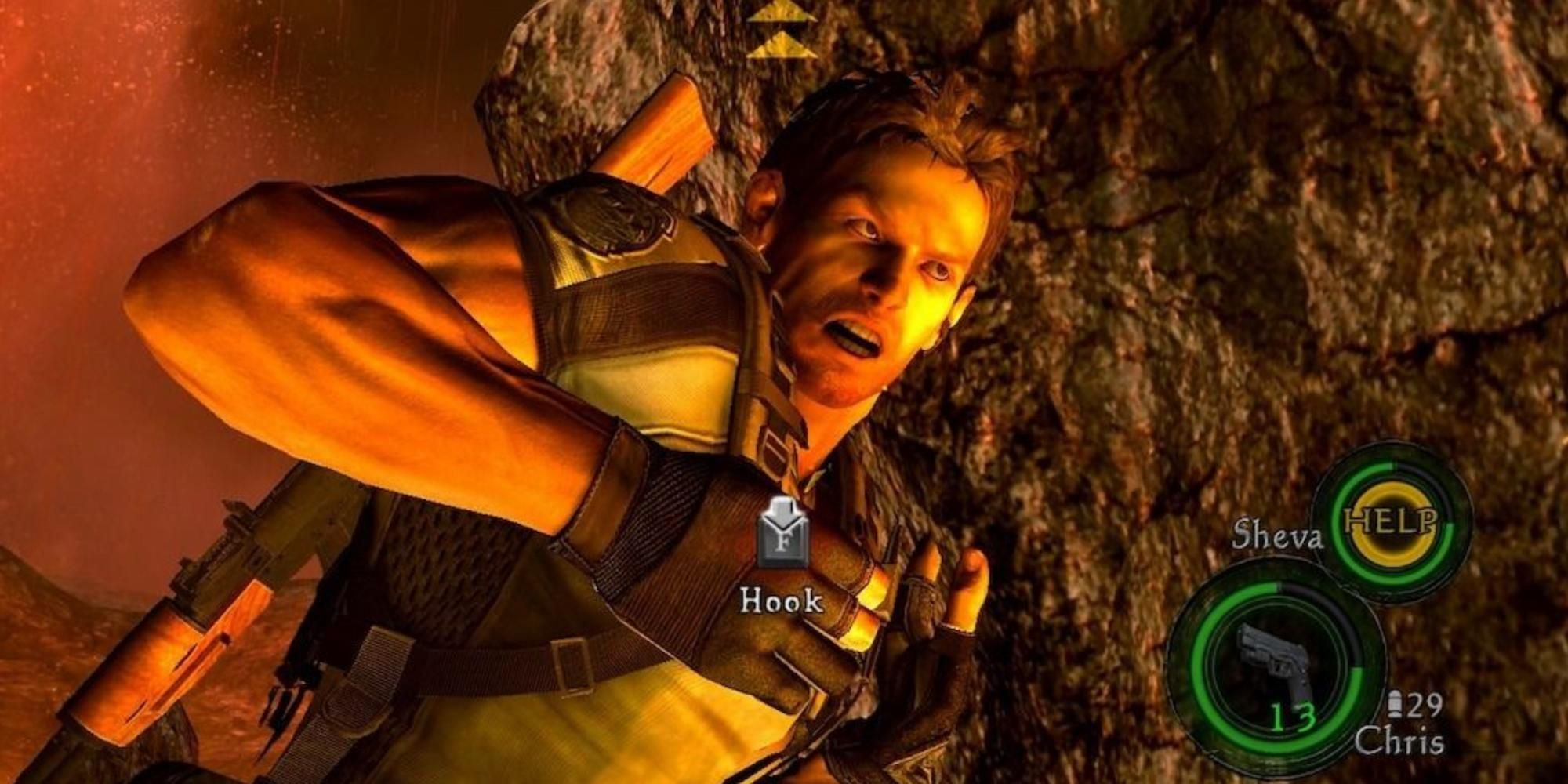 Chris Redfield punches a boulder in Resident Evil 5