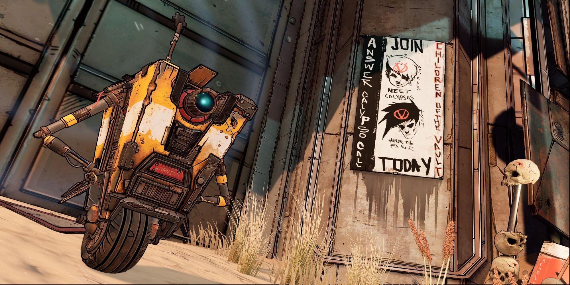 Claptrap From Borderlands 3 Standing Before A Locked Gate