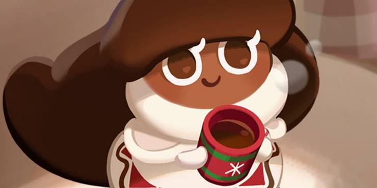 Cookie Run Kingdom Cocoa Cookie with a hot chocolate