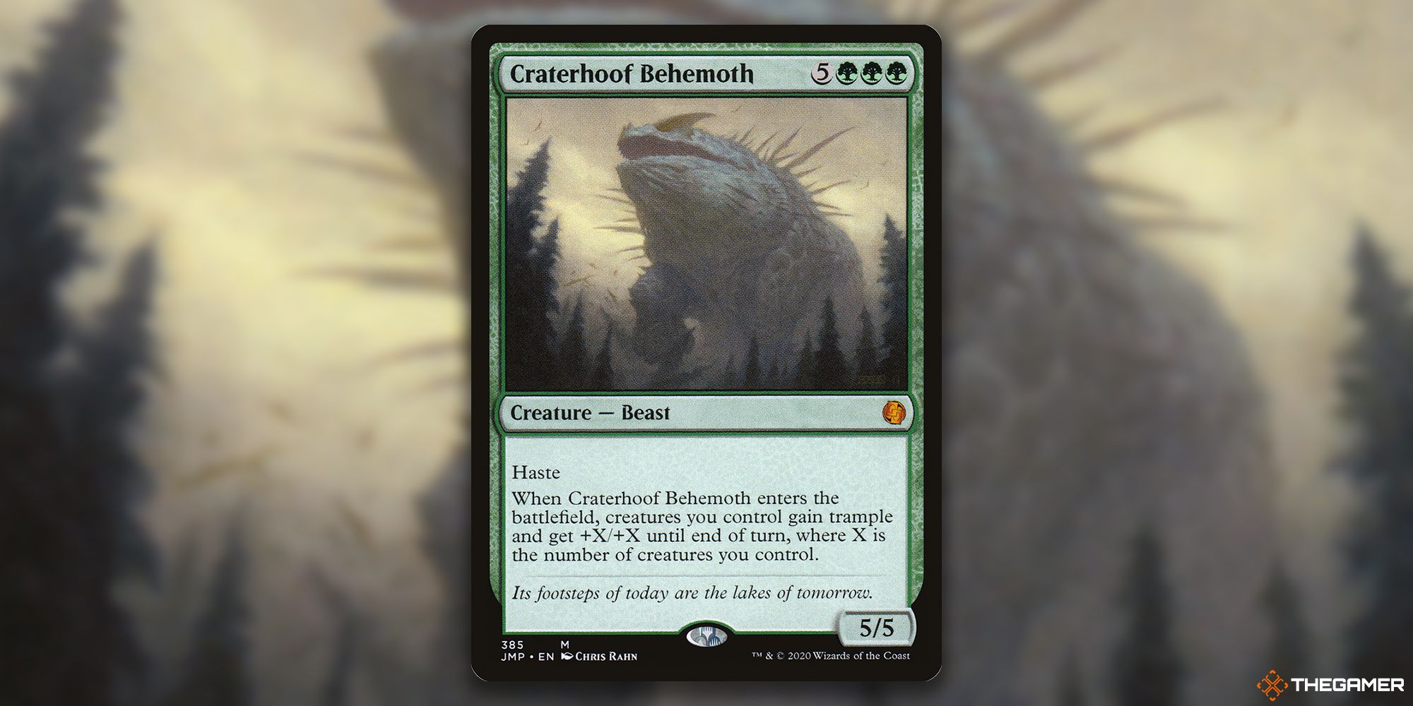 Image of the Craterhoof Behemoth card in Magic: The Gathering, with art by Chris Rahn