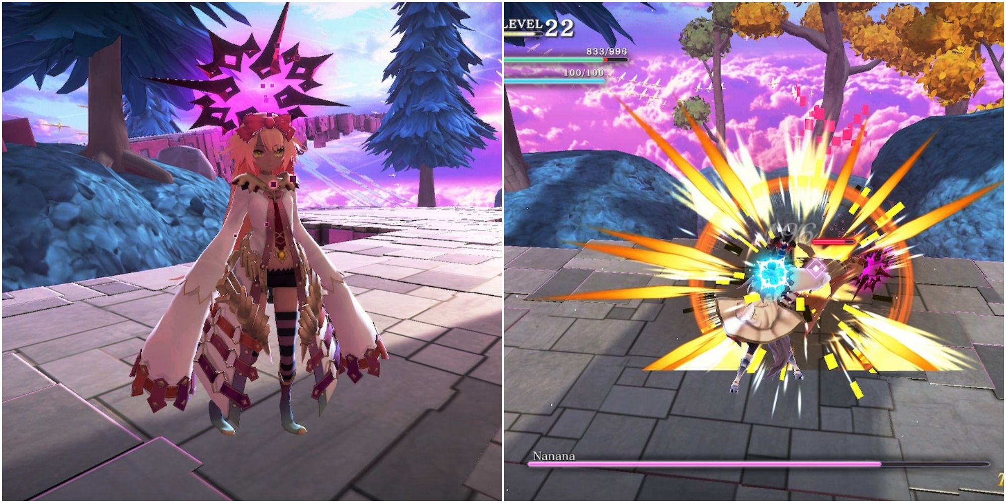 Crystar - Collage of Nanana, and of Rei attacking Nanana
