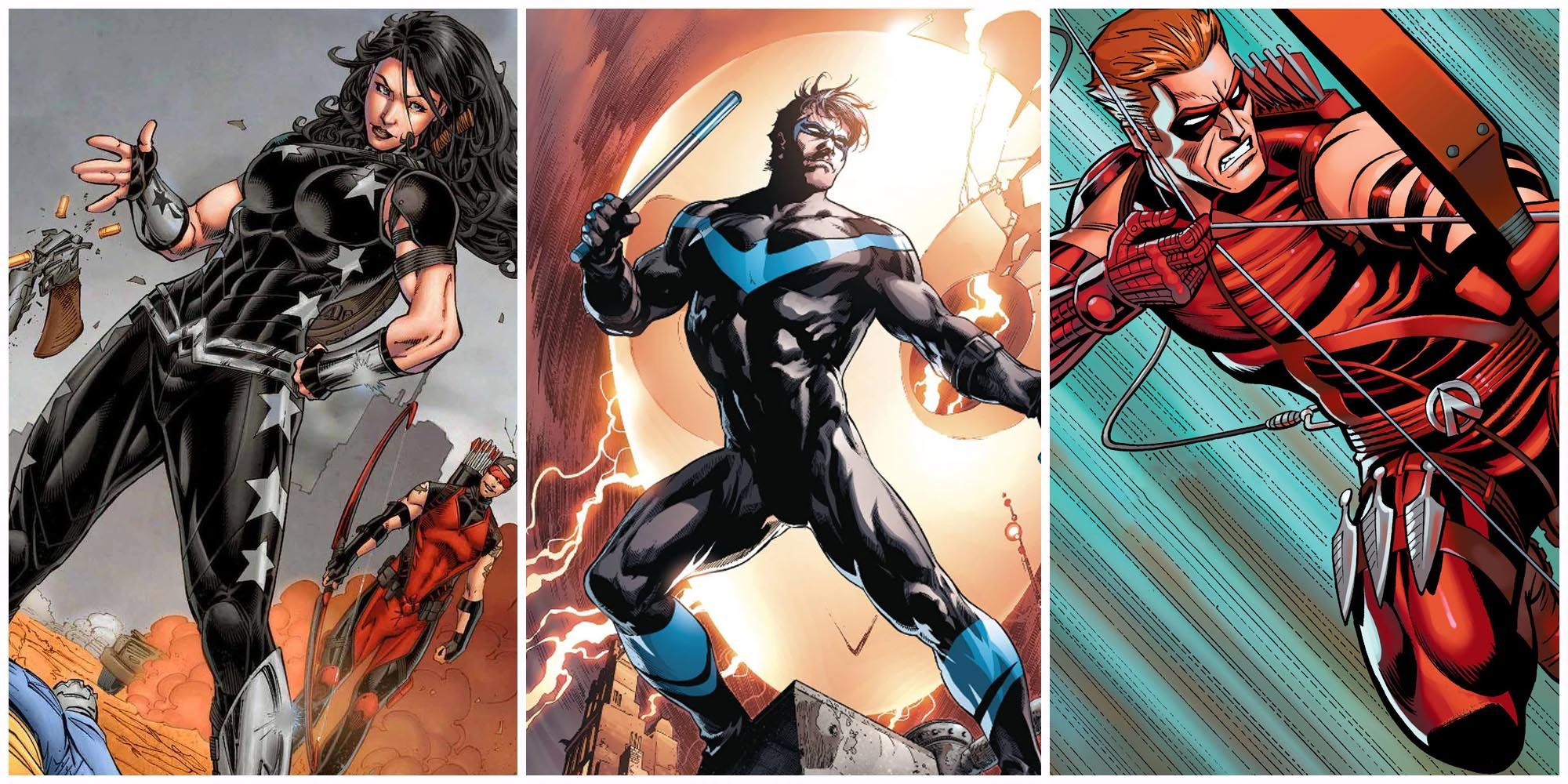 Donna Troy, Dick Grayson and Roy Harper in action