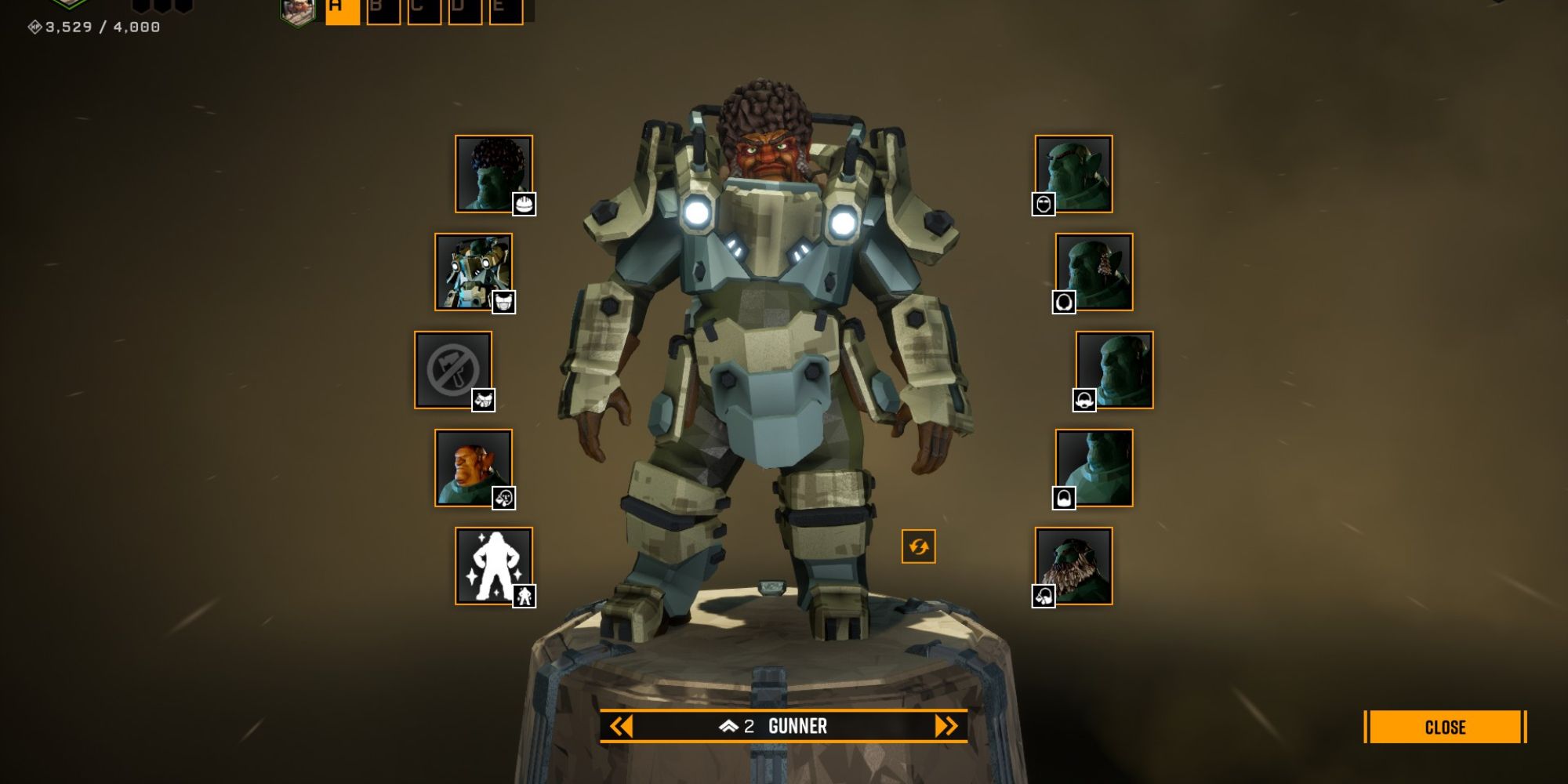 Deep Rock Galactic the gunner wardrobe menu