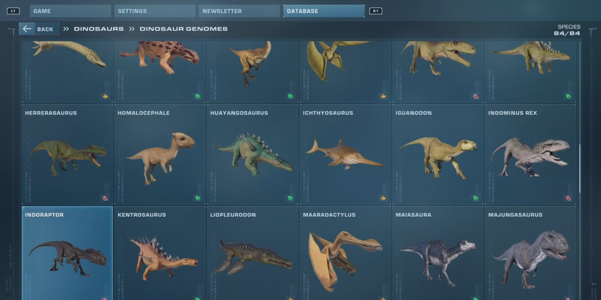 Database - Jurassic World Evolution 2