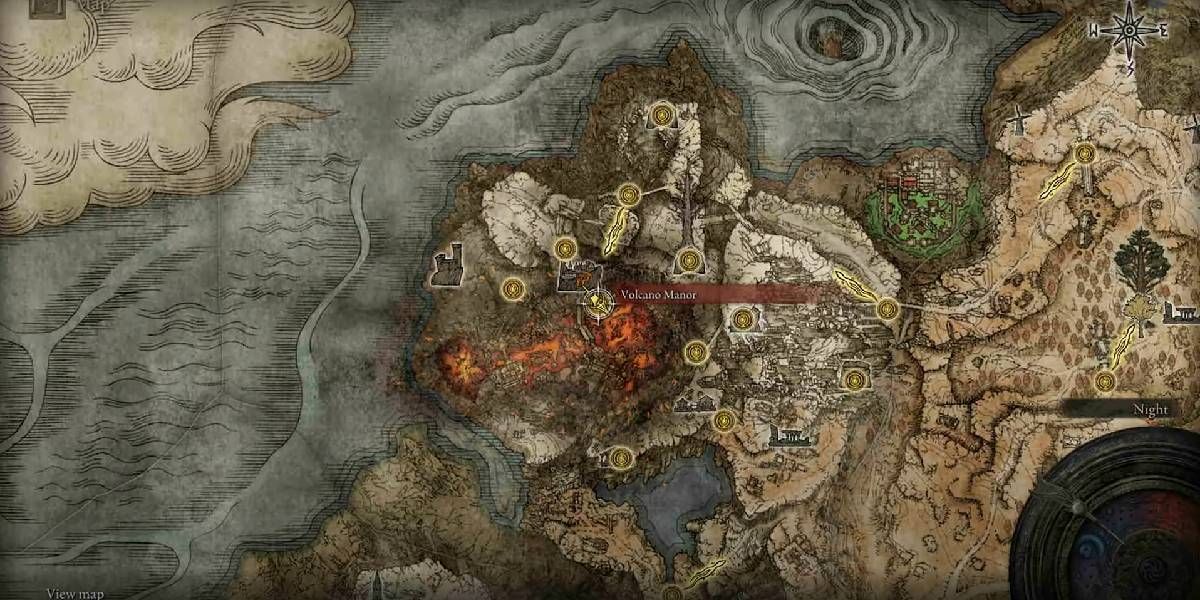 расположение усадьбы вулкана на карте elden ring