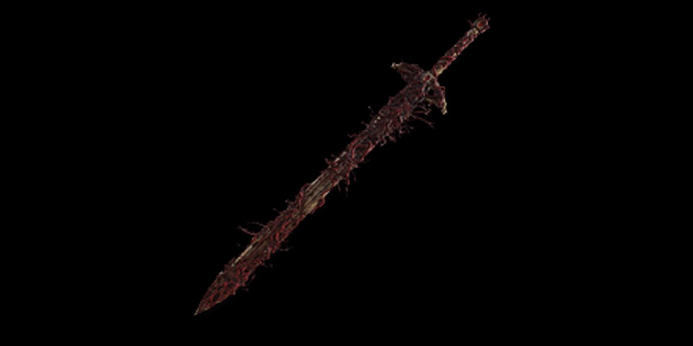 The Blasphemous Blade with a black background in Elden Ring.