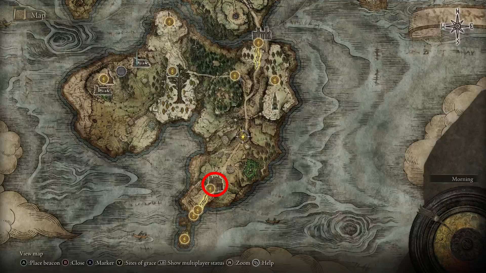 Elden Ring, Castle Morne Shown On The Map