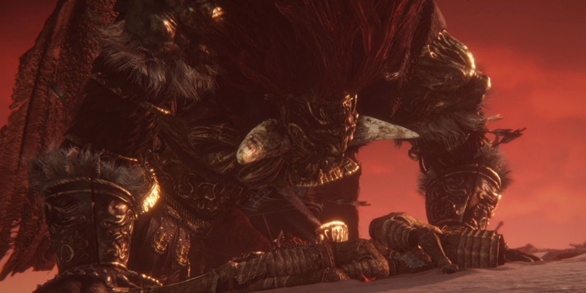 Starscourge Radahn earing a corpse in Elden Ring