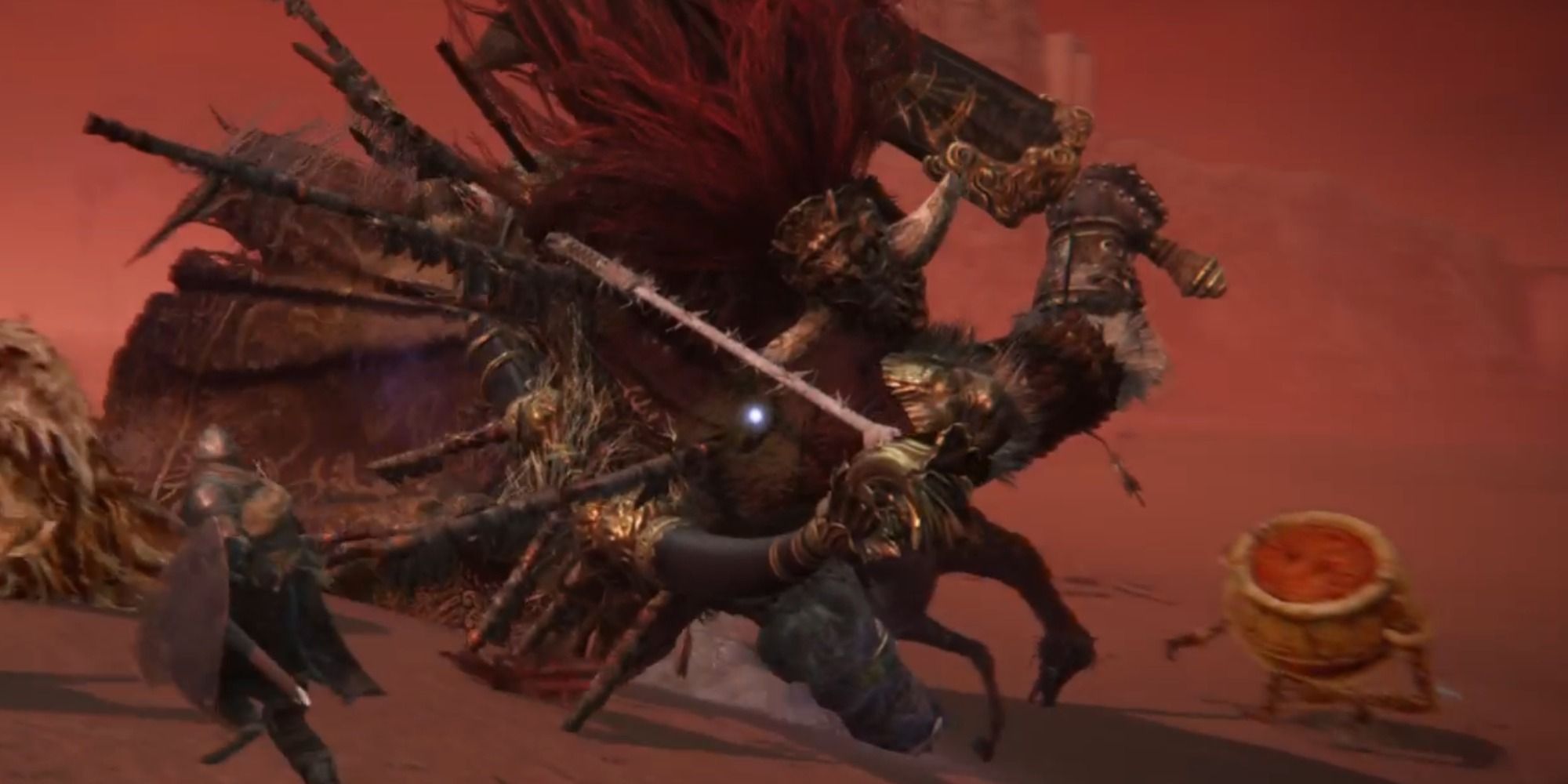 Starscourge Radahn riding in on his horse for a Galloping Slash in Elden Ring