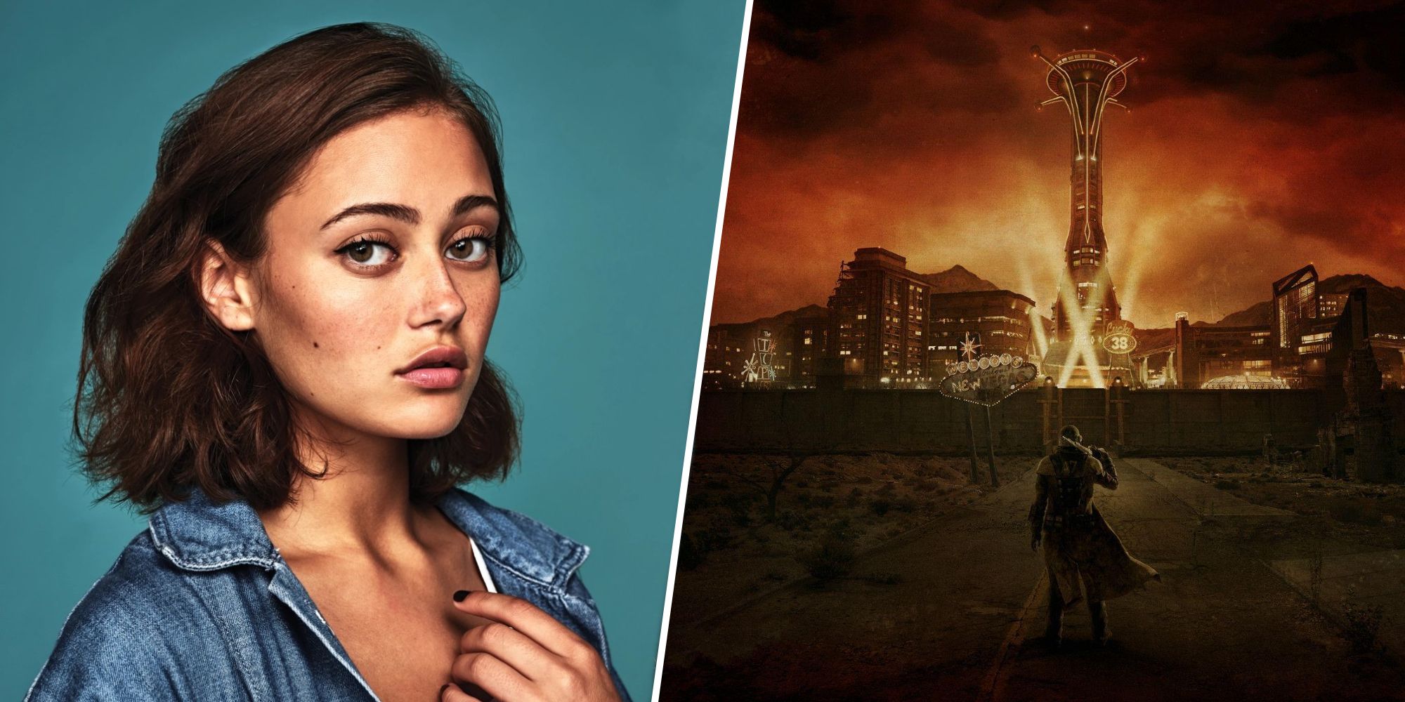 Ella Purnell and a shot of New Vegas from Fallout