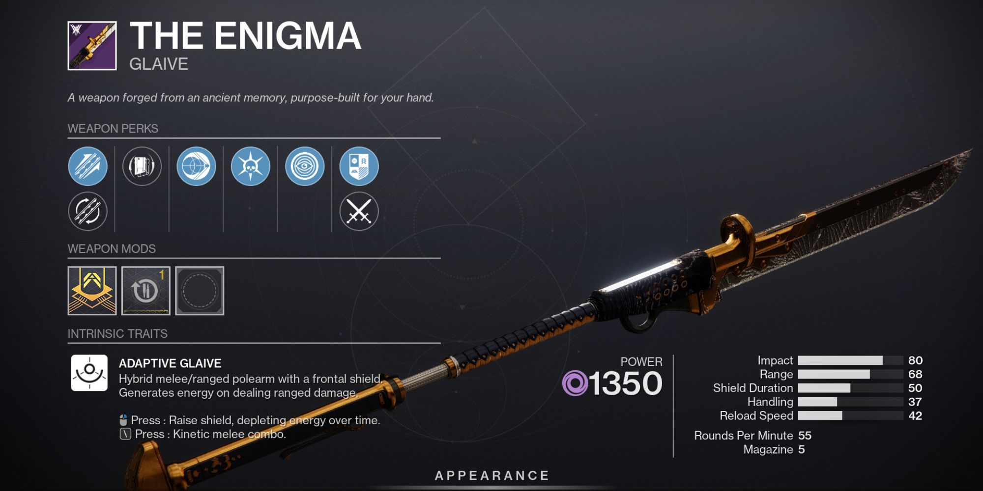 Enigma weapon menu