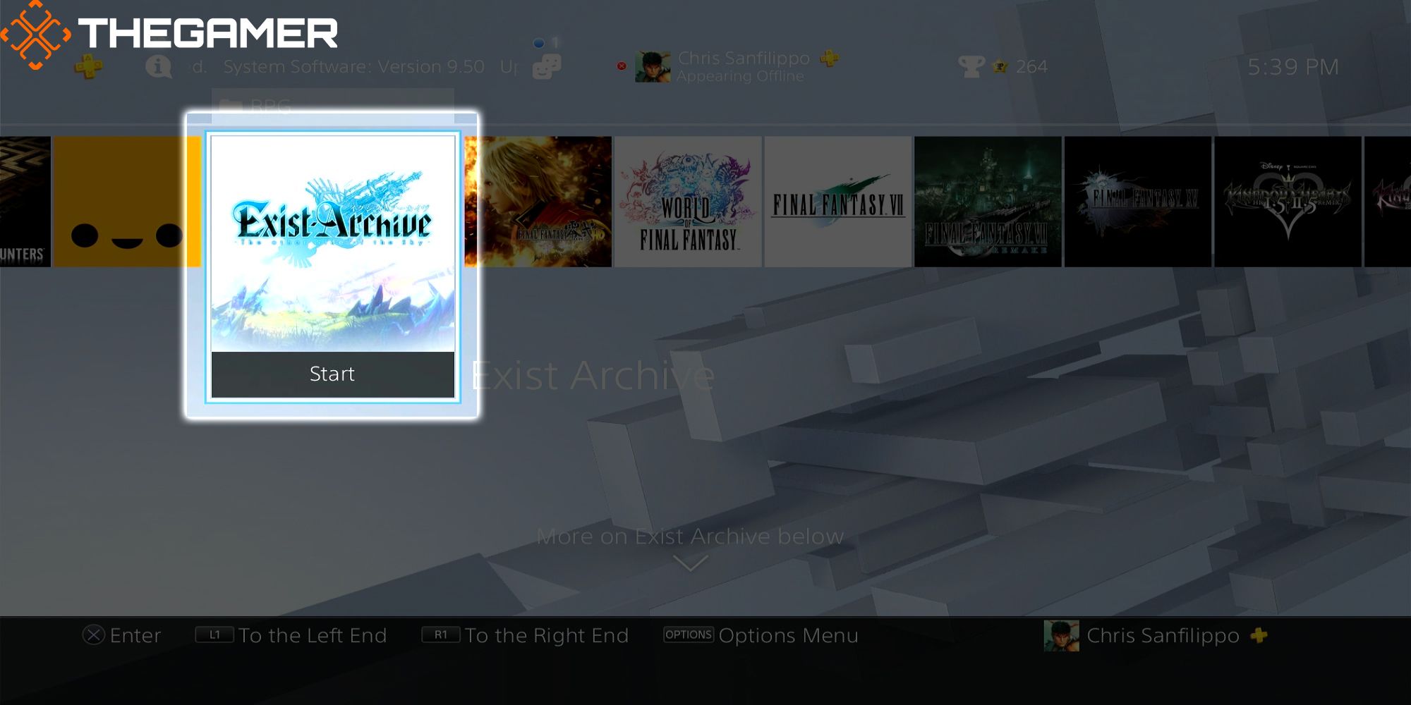 The Exist Archive Icon, in the RPG Folder of Chris's Sad PS4 Home Page.