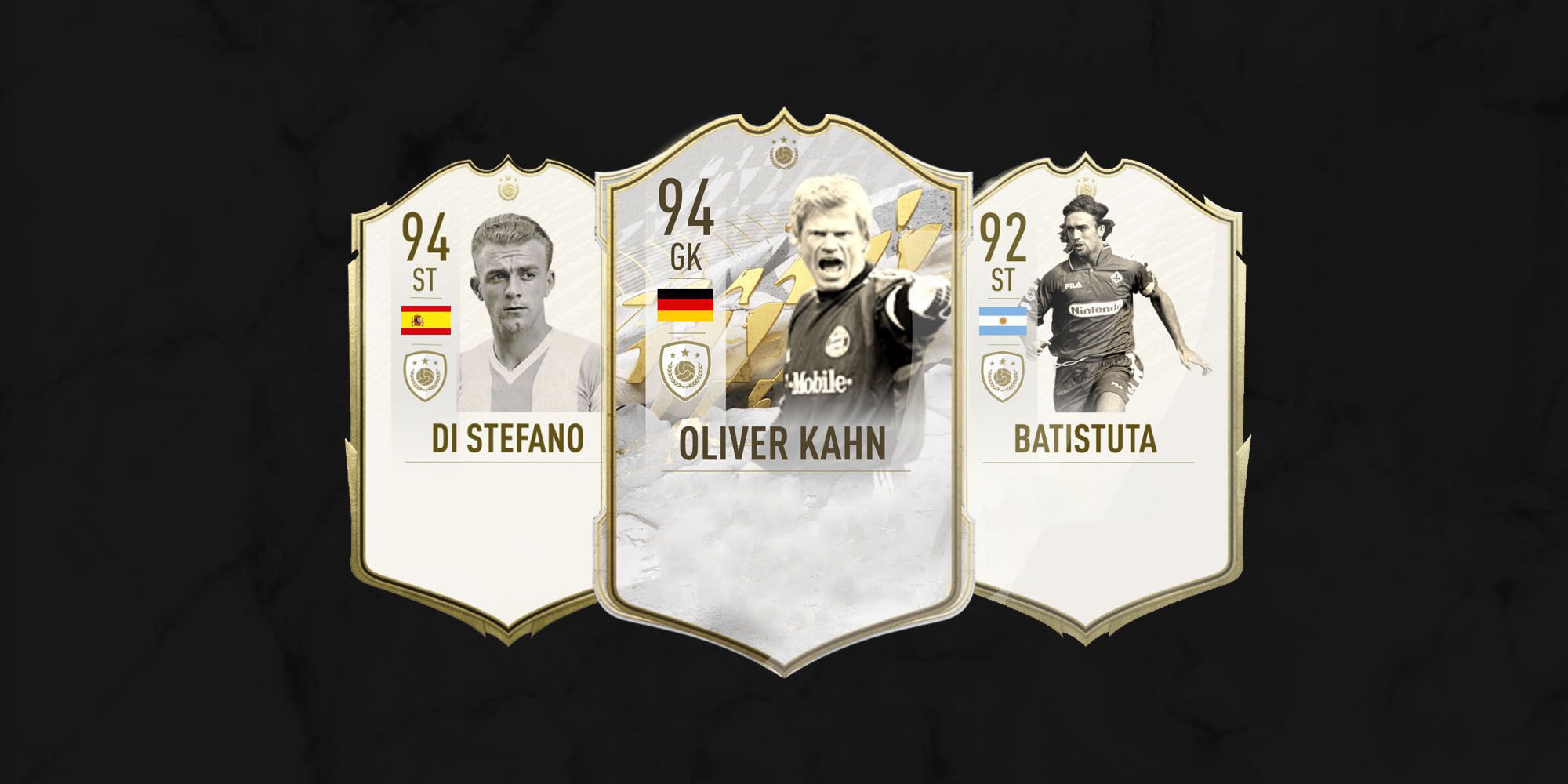 Oliver Kahn, Batistuta, Di Stefano as FIFA Icons