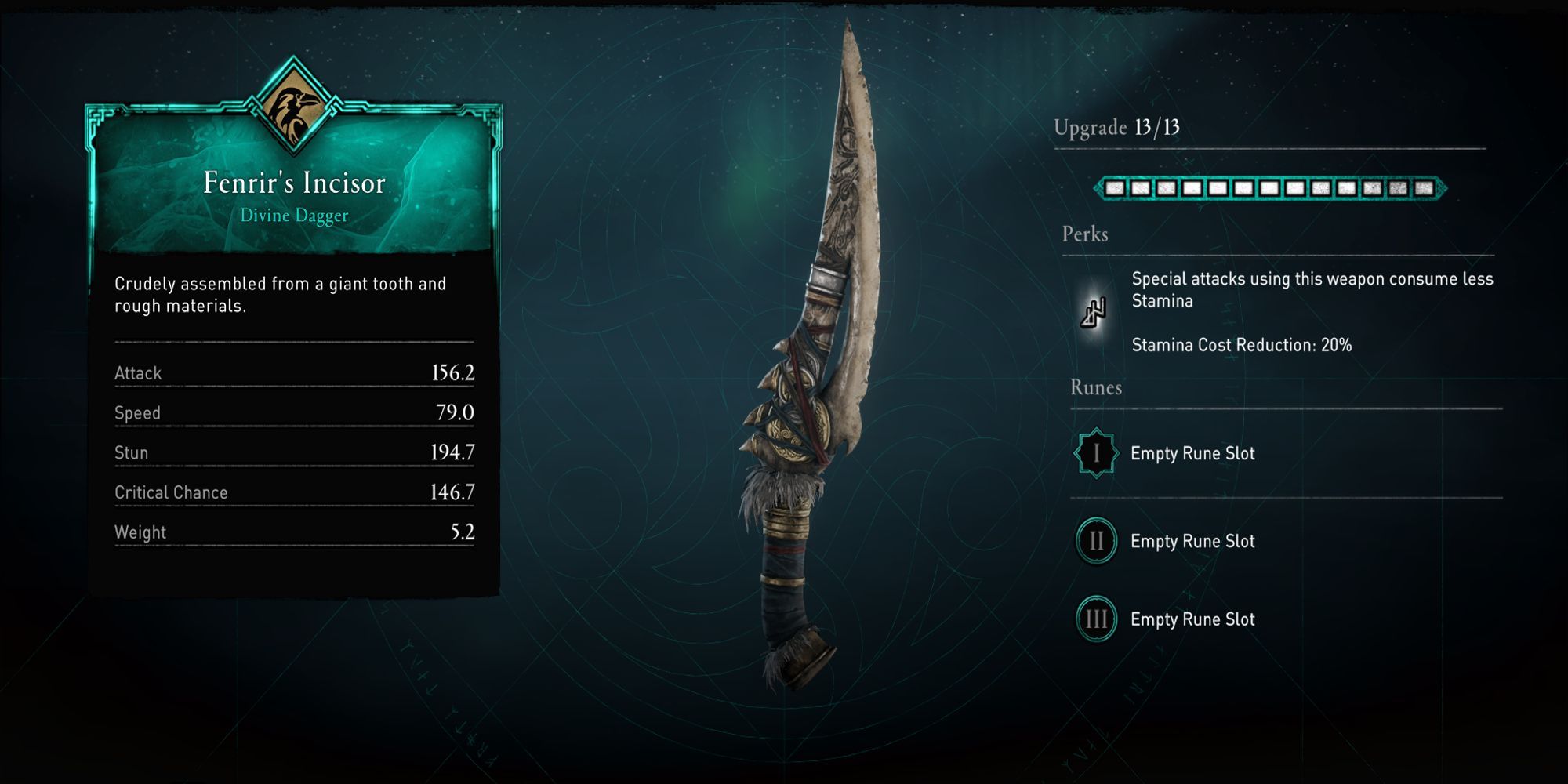 Fenrir's Incisor weapon and stats