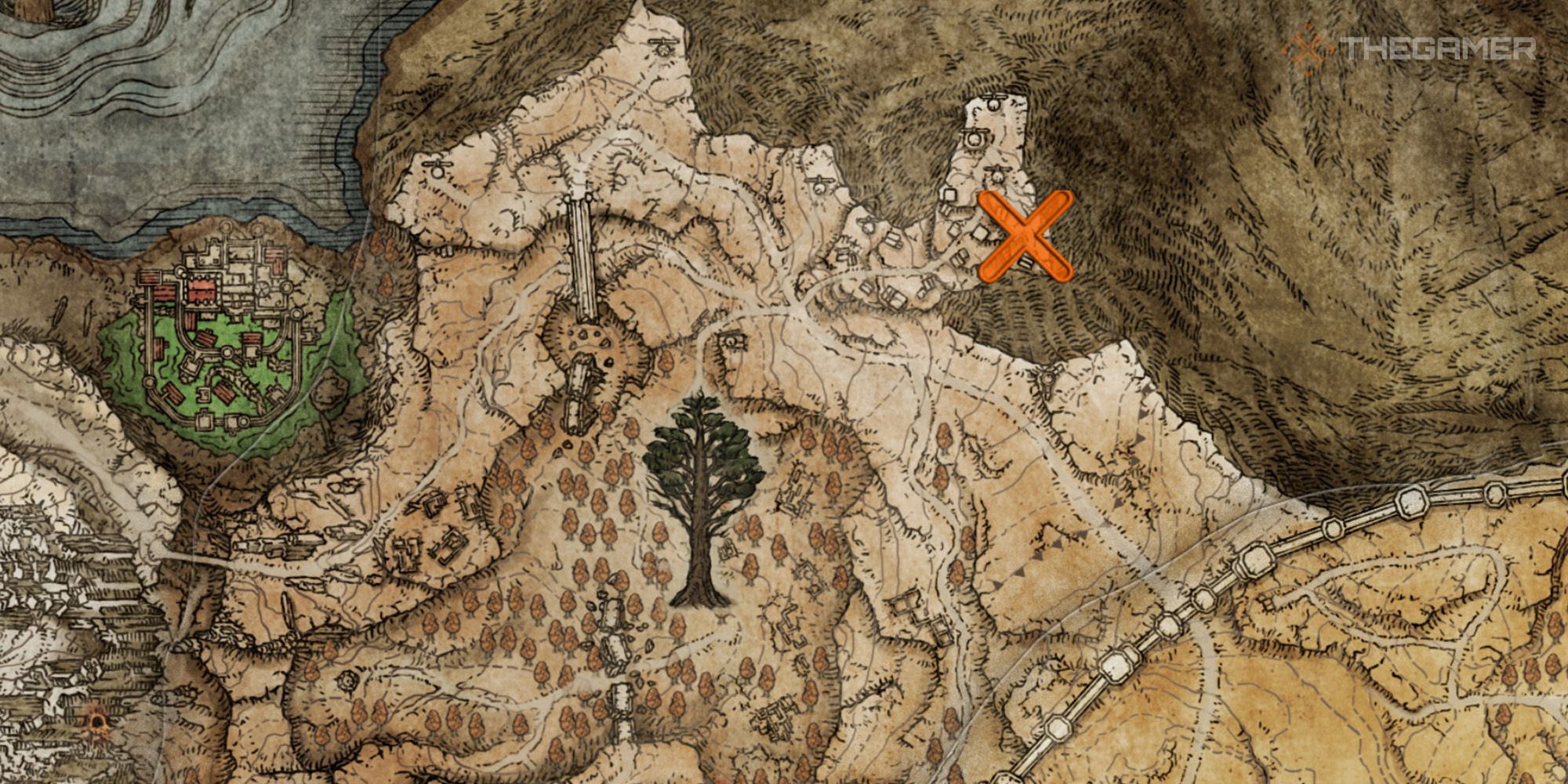 Map showing the location of the Fire's Deadly Sin Incantation in Elden Ring