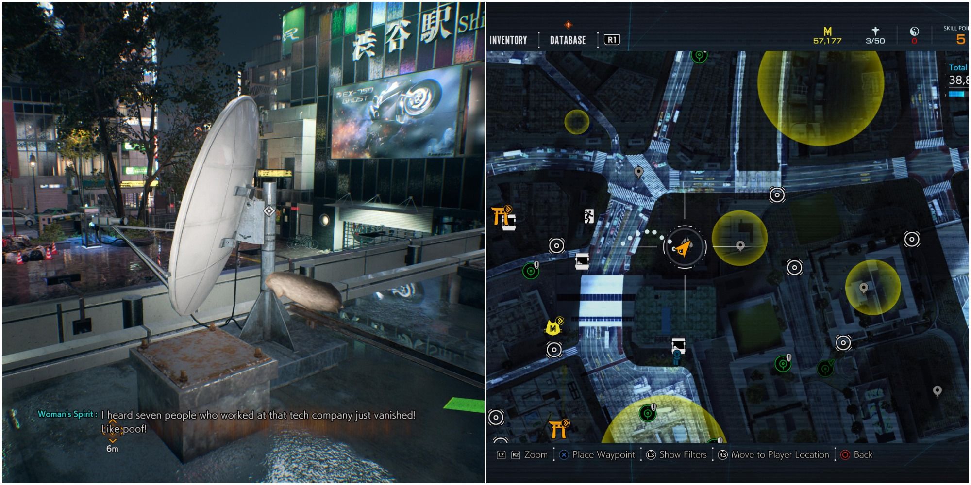 Ghostwire Tokyo Collage - tanuki location map and dish