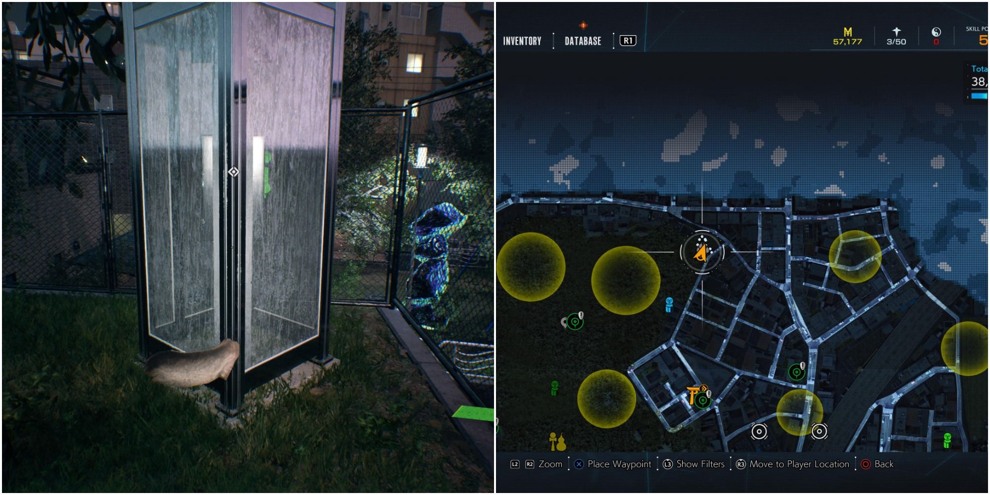Ghostwire Tokyo Collage - tanuki location map and telephonebox