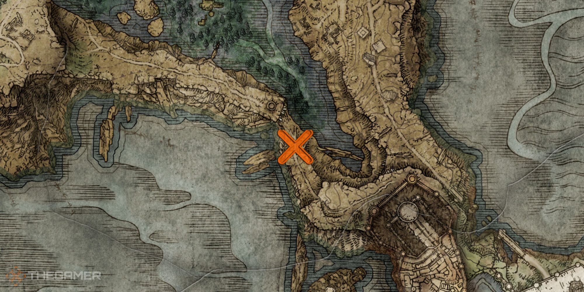 Elden Ring Map showing the location of Glintstone Craftsman's Cookbook [1]